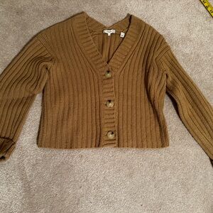 Vince Brown Ribbed Cardigan